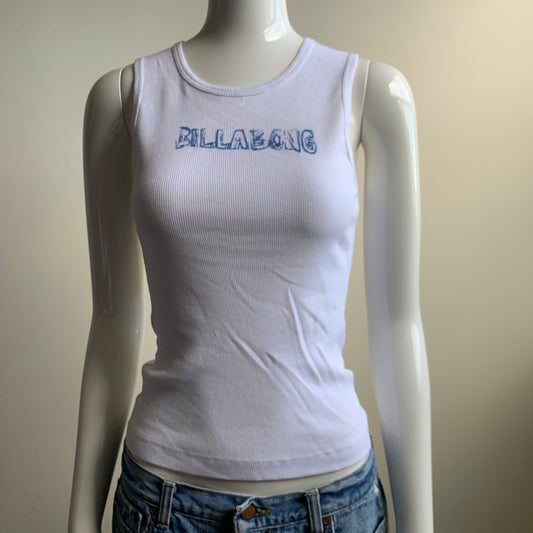 Billabong surf white & blue logo cotton ribbed tank top