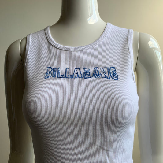 Billabong surf white & blue logo cotton ribbed tank top