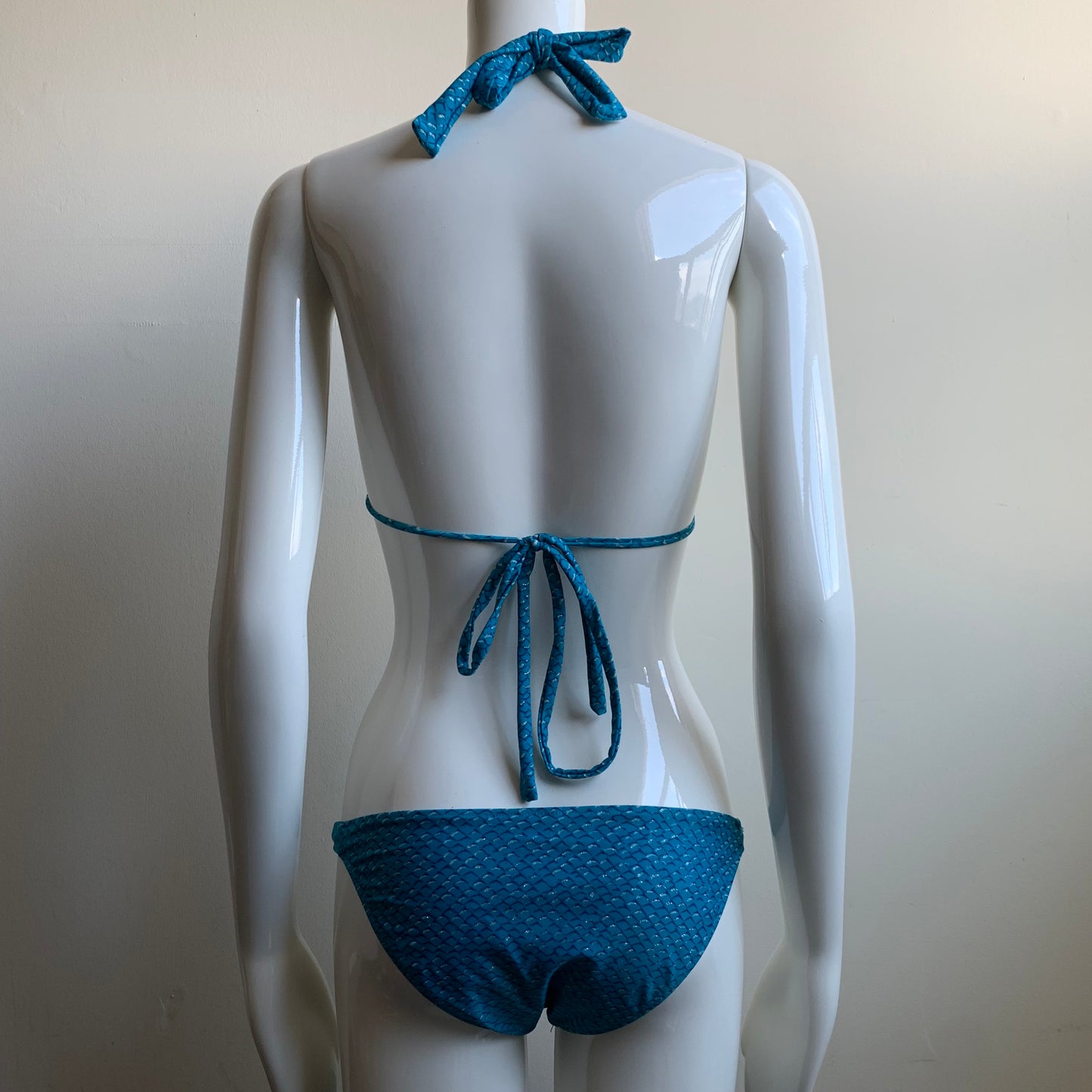 Sauvage teal & silver with crystal snake embellished luxury bikini