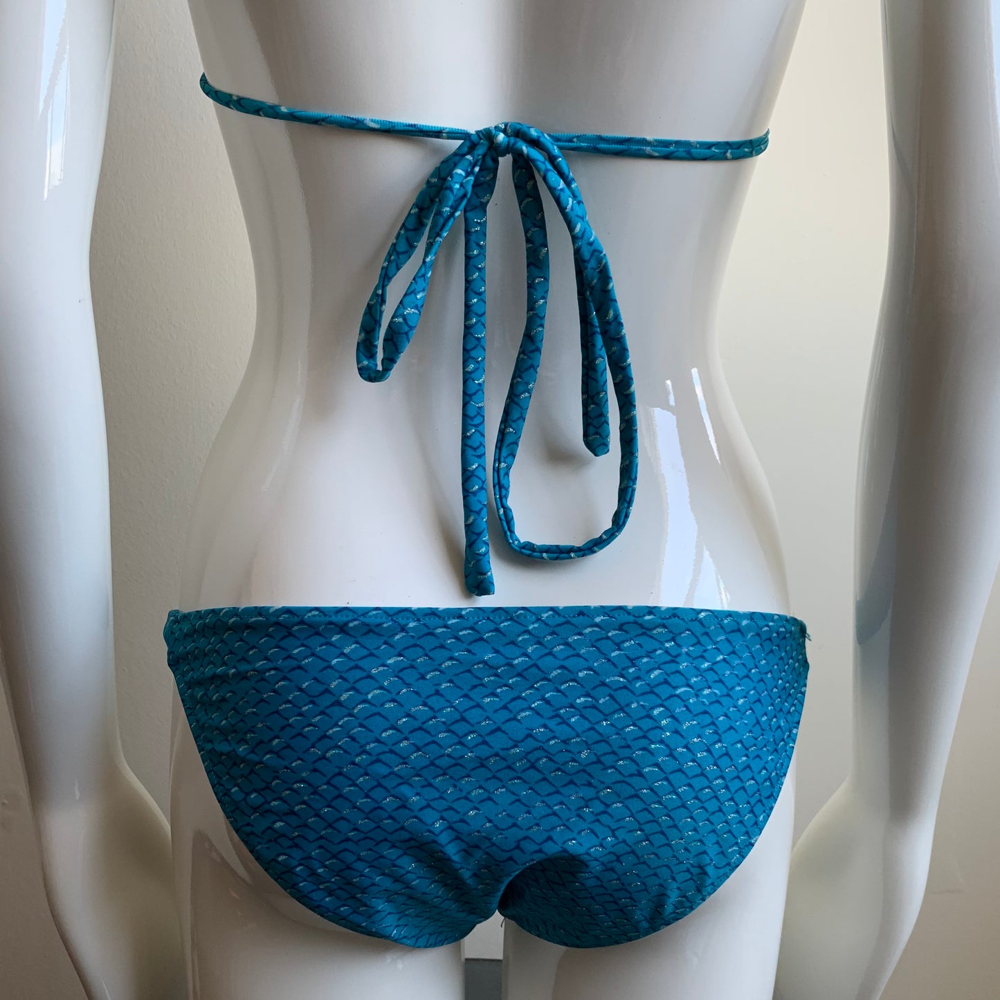 Sauvage teal & silver with crystal snake embellished luxury bikini