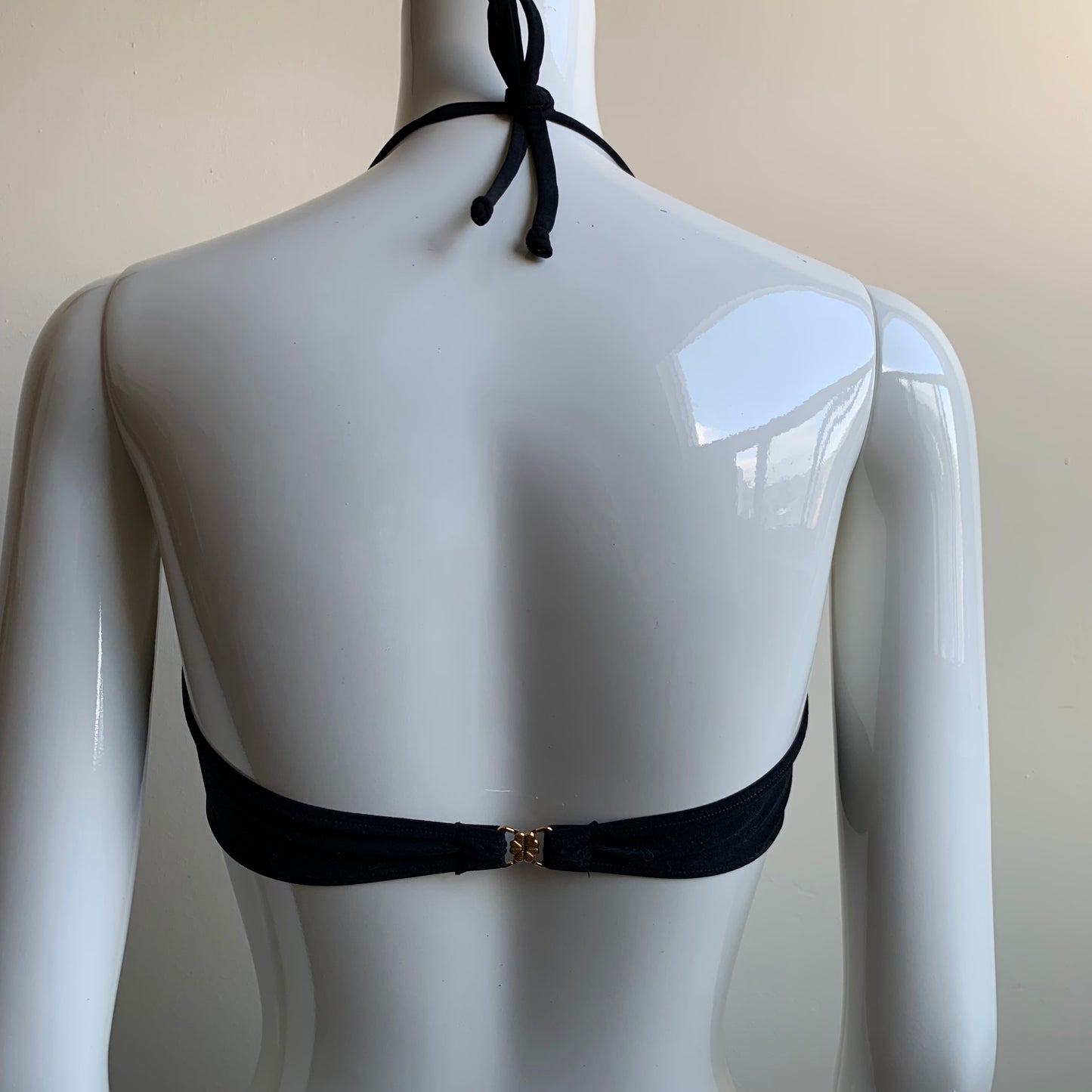 Sauvage macrame black strappy bandeau bikini top