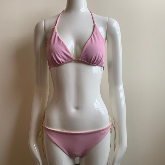 Guess lime & light pink solid reversible bikini
