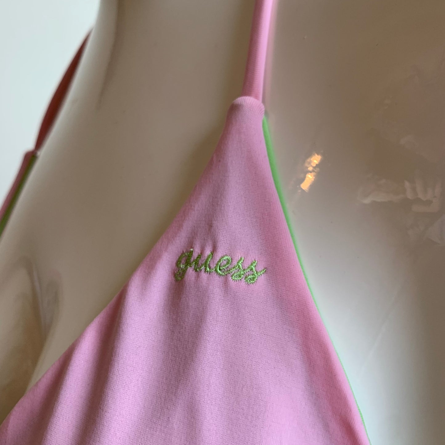 Guess lime & light pink solid reversible bikini
